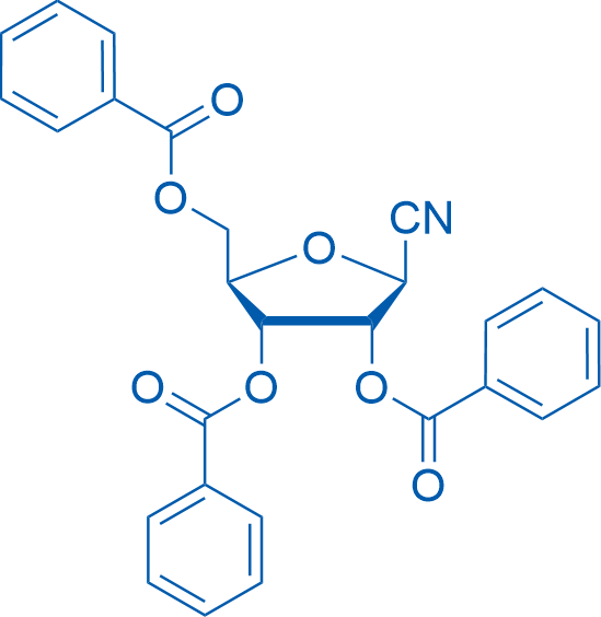1-氰基-2,3,5-三苯甲酰氧基-β-D-呋喃核糖 结构式