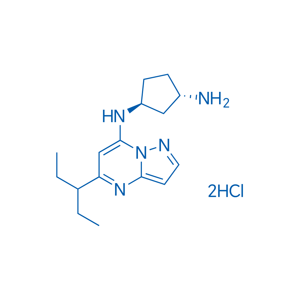 (1S,3S)-N1-(5-(戊-3-基)吡唑并[1,5-a]嘧啶-7-基)环戊烷-1,3-二胺二盐酸盐 结构式