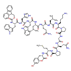 芴甲氧羰基-色氨酰-组氨酰-色氨酰-亮氨酰-谷氨酰胺酰-亮氨酰-赖氨酰-脯氨酰-甘氨酰-谷氨酰胺酰-脯氨酰-甲硫氨酰-酪氨酸 结构式