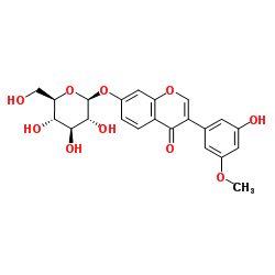 3'-甲氧基-5'-羟基异黄酮-7-O-β-D-葡萄糖苷 结构式
