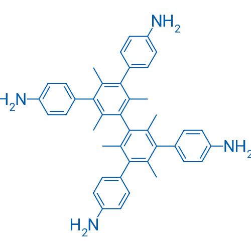 5',5''-双(4-氨基苯基)-2',2'',4',4'',6',6''-六甲基-[1,1':3',1'':3'',1'''-四联苯]-4,4'''-二胺 结构式