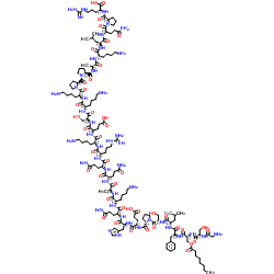 生化试剂H-Gly-Ser-Ser(octanoyl)-Phe-Leu-Ser-Pro-Glu-His-Gln-Lys-Ala-Gln-Gln-Arg-Lys-Glu-Ser-Lys-Lys-Pro-Pro-Ala-Lys-Leu-Gln-Pro-Arg-OH 结构式