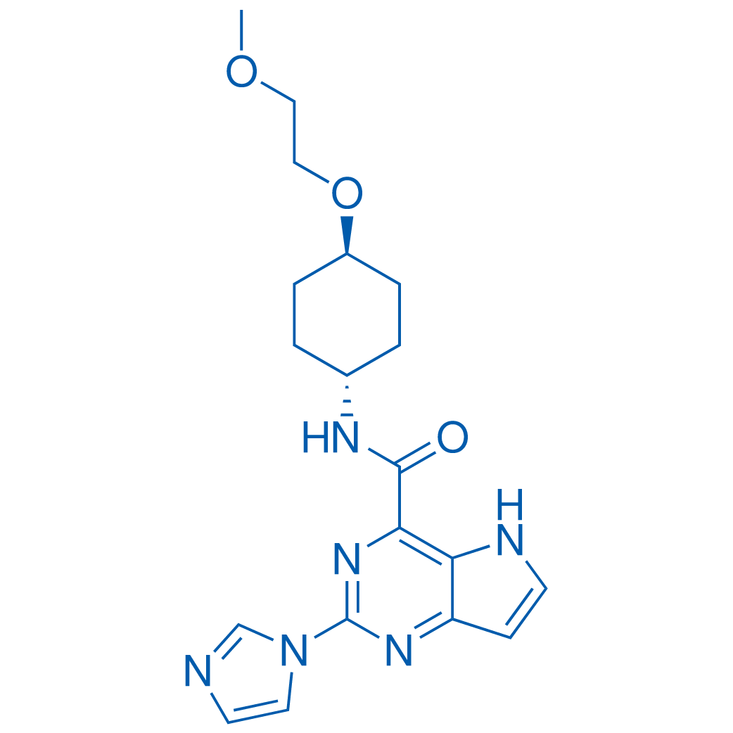 2-(1H-咪唑-1-基)-N-(反式-4-(2-甲氧基乙氧基)环己基)-5H-吡咯并[3,2-d]嘧啶-4-甲酰胺 结构式
