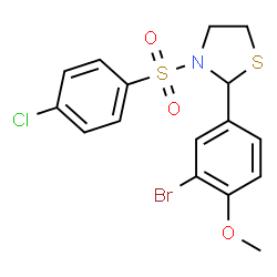 2-(3-溴-4-甲氧基苯基)-3-[(4-氯苯基)磺酰基]噻唑烷 结构式