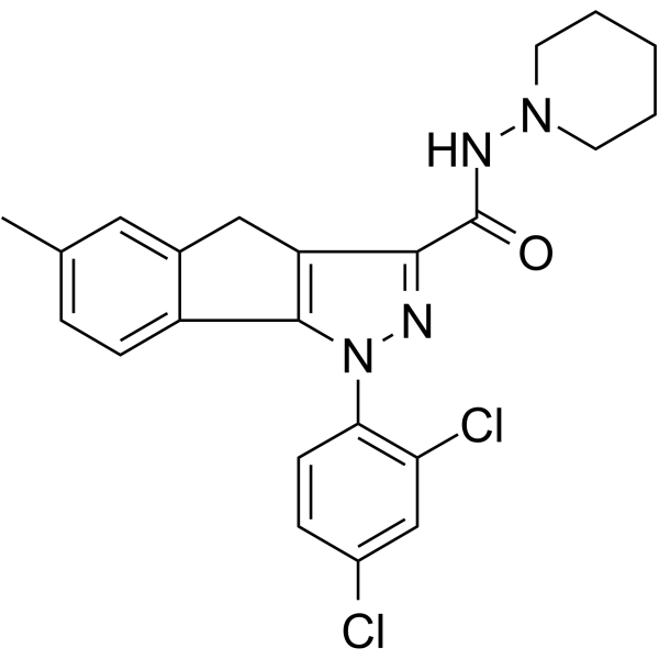 1-(2,4-二氯苯基)-6-甲基-N-(1-哌啶基)-4H-茚并[1,2-c]吡唑-3-甲酰胺 结构式