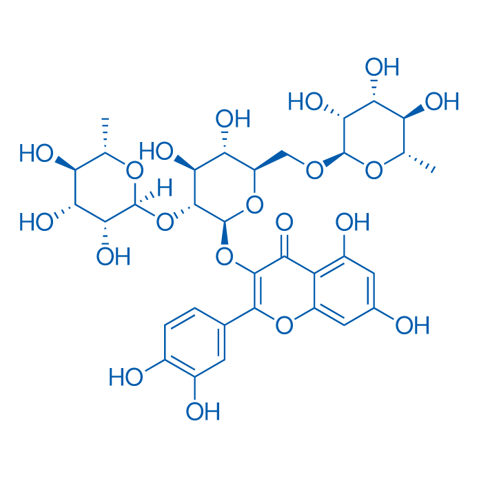 槲皮素-3-O-芸香糖-(1→2)-O-鼠李糖苷 结构式