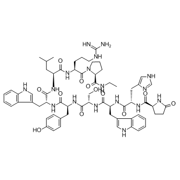 生化试剂Pyr-His-Trp-Ser-Tyr-D-Trp-Leu-Arg-Pro-NHEt High acetate salt 结构式