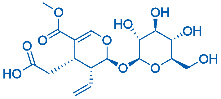 2-((2S,3R,4S)-5-(甲氧基羰基)-2-(((2S,3R,4S,5S,6R)-3,4,5-三羟基-6-(羟甲基)四氢-2H-吡喃-2-基)氧基)-3-乙烯基-3,4-二氢-2H-吡喃-4-基)乙酸 结构式