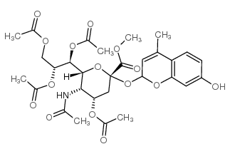 4-甲基香豆素基-4,7,8,9-四-氧-乙酰基-α-D-唾液酸甲酯 结构式