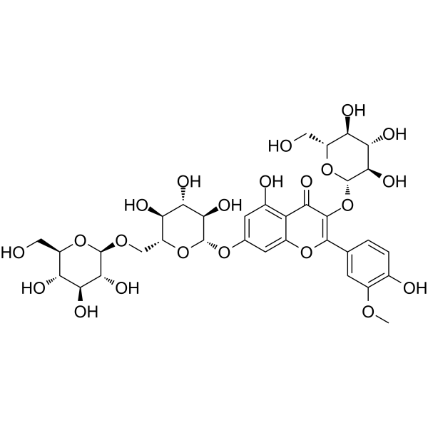 异鼠李素-3-O-β-D-葡萄糖-7-O-β-D-龙胆双糖苷 结构式