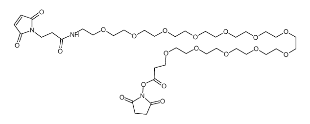 α-马来酰亚氨基丙酰-ω-琥珀酰亚胺-十二聚乙二醇 结构式