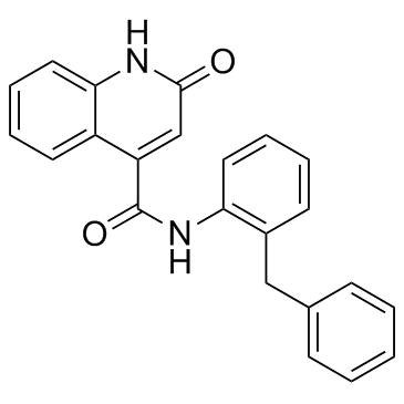 N-(2-苄基苯基)-2-氧代-1,2-二氢喹啉-4-甲酰胺 结构式