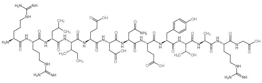 H-精氨酰-精氨酰-亮氨酰-异亮氨酰-谷氨酰-天冬氨酰-天冬氨酰-谷氨酰-酪氨酰-苏氨酰-丙氨酰-精氨酰-甘氨酰-OH 结构式