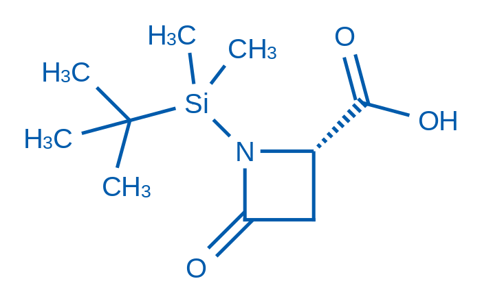 (S)-1-(叔丁基二甲基甲硅烷基)-4-氧代氮杂环丁烷-2-羧酸 结构式