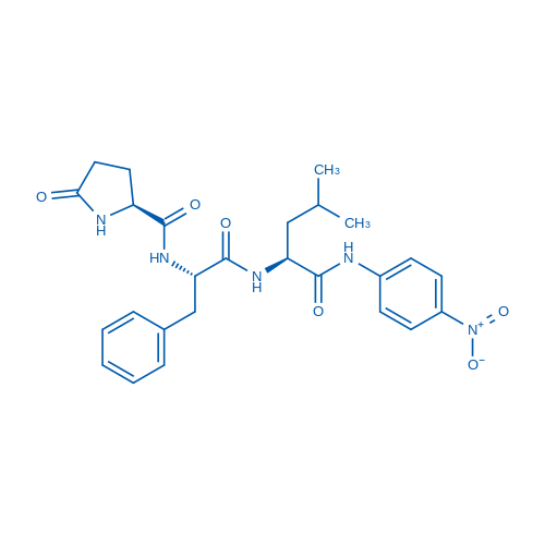 焦谷氨酰-苯丙氨酰-亮氨酰-对硝基苯胺 结构式