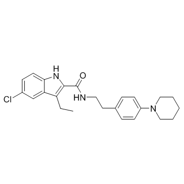 5-氯-3-乙基-N-[2-[4-(1-哌啶基)苯基]乙基]-1H-吲哚-2-甲酰胺 结构式