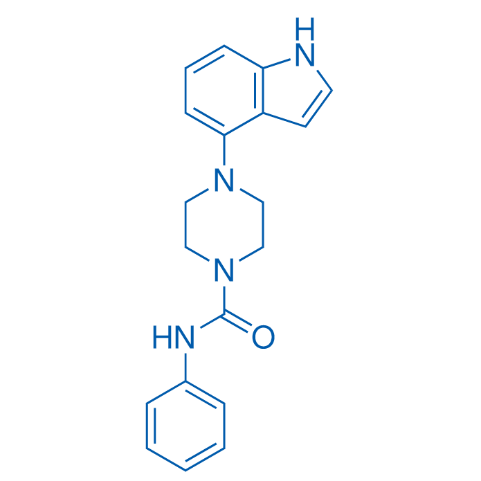 4-(1H-吲哚-4-基)-N-苯基哌嗪-1-甲酰胺 结构式