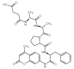 N-(3-羧基-1-氧代丙基)-L-丙氨酰-L-丙氨酰-L-脯氨酰-N-(4-甲基-2-氧代-2H-1-苯并吡喃-7-基)-L-苯丙氨酰胺 结构式