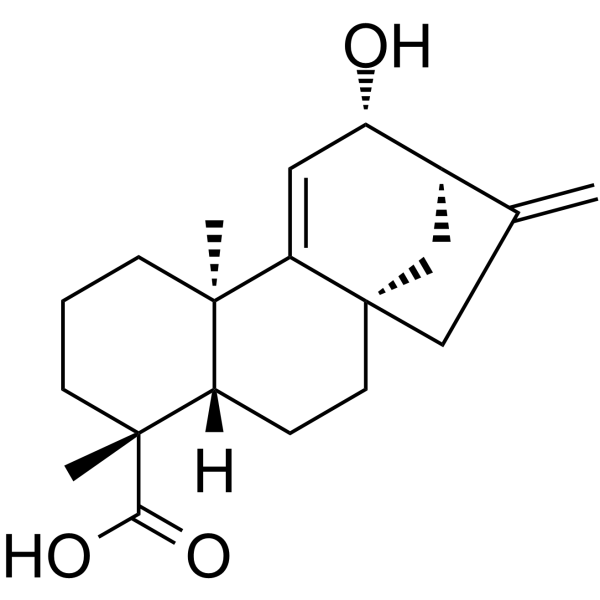 12α-羟基贝壳杉-9(11),16-二烯-18-酸 结构式