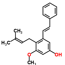 3-甲氧基-4-(3-甲基-2-丁烯基)-5-[(1E)-2-苯基乙烯基]苯酚 结构式