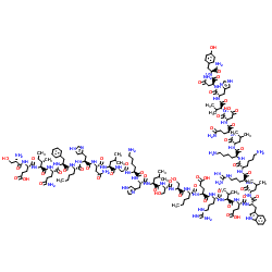 抑制剂H-Ser-Glu-Ile-Gln-Phe-Nle-His-Asn-Leu-Gly-Lys-His-Leu-Ser-Ser-Nle-Glu-Arg-Val-Glu-Trp-Leu-Arg-Lys-Lys-Leu-Gln-Asp-Val-His-Asn-Tyr-NH? 结构式