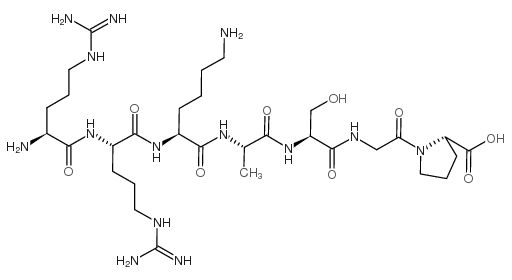 H-精氨酰-精氨酰-赖氨酰-丙氨酰-丝氨酰-甘氨酰-脯氨酸 结构式