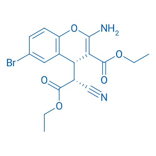 rel-(αR,4R)-2-氨基-6-溴-4-(1-氰基-2-乙氧基-2-甲酰)-4H-苯并呋喃-3-羧酸 结构式