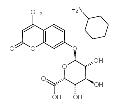 4-甲基伞形酮基-α-L-吡喃艾杜糖醛酸环己铵盐 结构式