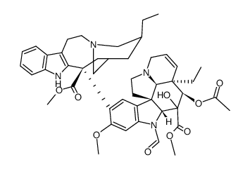 4-acetoxy-1-formyl-3-hydroxy-16-methoxy-15-(18-methoxycarbonyl-5,18-seco-ibogamin-18-yl)-6,7-didehydro-aspidospermidine-3-carboxylic acid methyl ester 结构式