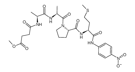 N-甲氧基琥珀酰-丙酰氨-丙酰氨-脯酰氨-蛋氨酸对硝基酰苯胺 结构式
