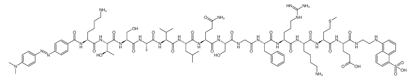 DABCYL-Lys-Thr-Ser-Ala-Val-Leu-Gln-Ser-Gly-Phe-Arg-Lys-Met-Glu-EDANS 结构式