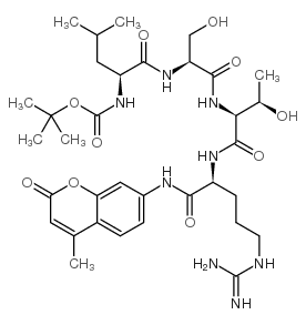 Boc-Leu-Ser-Thr-Arg-7-酰胺基-4-甲基香豆素 结构式