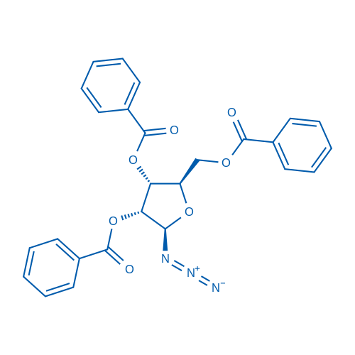 1-叠氮基-2,3,5-三苯甲酰氧基-beta-D-呋喃核糖 结构式