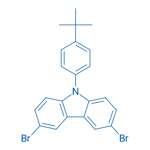 3,6-二溴-9-(4-叔丁基苯基)-9H-咔唑 结构式