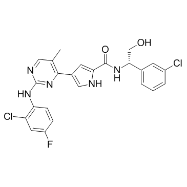 (S)-4-(2-((2-氯-4-氟苯基)氨基)-5-甲基嘧啶-4-基)-N-(1-(3-氯苯基)-2-羟乙基)-1H-吡咯-2-甲酰胺 结构式