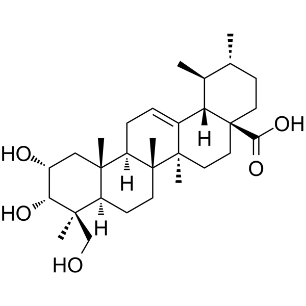 2α,3α,24-三羟基乌苏-12-烯-28-酸 结构式