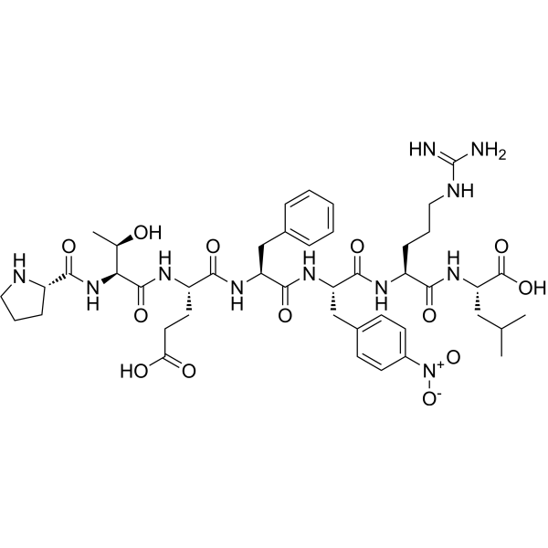 H-脯氨酰-苏氨酰-谷氨酰-苯丙氨酰-对硝基苯丙氨酰-精氨酰-亮氨酸 结构式