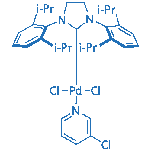 [1,3-双(2,6-二异丙基苯基)-2-咪唑亚基](3-氯吡啶基)二氯化钯(II) 结构式