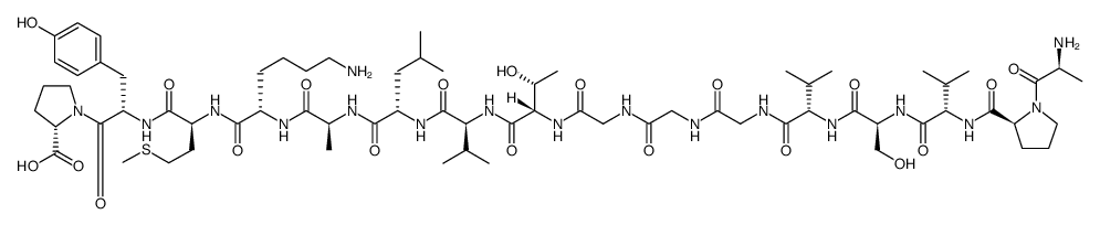 H-丙氨酰-脯氨酰-缬氨酰-丝氨酰-缬氨酰-甘氨酰-甘氨酰-甘氨酰-苏氨酰-缬氨酰-亮氨酰-丙氨酰-赖氨酰-甲硫氨酰-酪氨酰-脯氨酸-OH 结构式