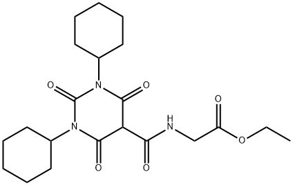 [(1,3-Dicyclohexyl-2,4,6-trioxo-hexahydro-pyrimidine-5-carbonyl)-amino]-acetic acid ethyl ester 结构式