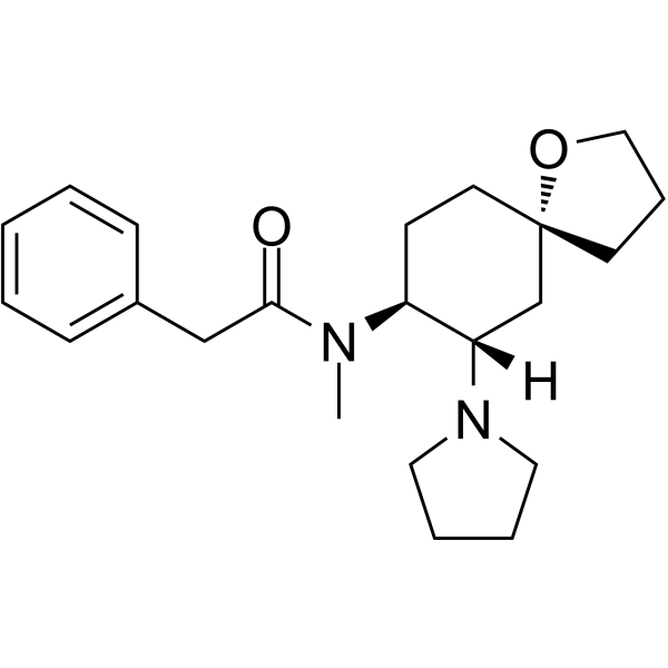 (+)-(5α,7α,8β)-N-甲基-N-[7-(1-吡咯烷基)-1-氧螺[4.5]十二-8-基]-苯乙酰胺 结构式