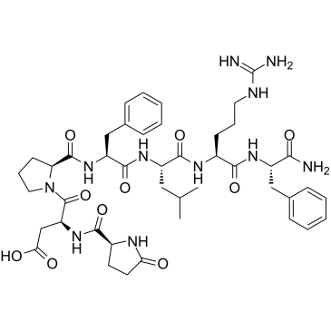 焦谷氨酰-天冬氨酰-脯氨酰-苯丙氨酰-亮氨酰-精氨酰-苯丙氨酰胺 结构式