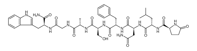 焦谷氨酰-亮氨酰-天冬氨酰-苯丙氨酰-丝氨酰-丙氨酰-甘氨酰-色氨酰胺 结构式