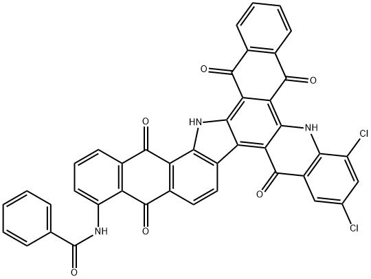 N-(7,9-二氯-5,11,14,19,21-五氧代-6,11,14,19,20,21-六氢-5H-萘并[2,3-C]萘并[2',3':6,7]吲哚并[3,2-A]吖啶-15-基)苯甲酰胺 结构式