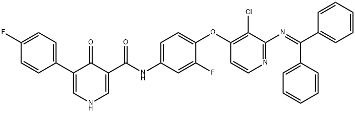 N-[4-[[3-氯-2-[(二苯亚甲基)氨基]-4-吡啶基]氧基]-3-氟苯基]-5-(4-氟苯基)-1,4-二氢-4-氧代-3-吡啶甲酰胺 结构式
