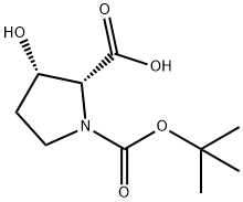 (2R-顺式)-3-羟基-1,2-吡咯烷二羧酸 1-叔丁酯 结构式