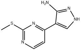 4-(2-(甲硫基)嘧啶-4-基)-1H-吡唑-5-胺 结构式