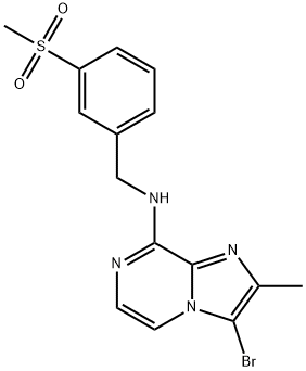3-溴-2-甲基-N-(3-(甲磺酰)苯甲基)咪唑并[1,2-a]吡嗪-8-胺 结构式
