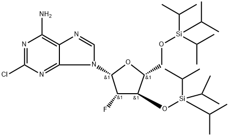 2-氯-9-[2-脱氧-2-氟-3,5-双-O-[三(1-甲基乙基)硅基]-β-D-阿拉伯呋喃糖基]-9H-嘌呤-6-胺 结构式