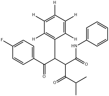 2-[2-(4-氟苯基)-2-氧代-1-(2,3,4,5,6-五氘代苯基)乙基]-4-甲基-3-氧代-N-苯基戊酰胺 结构式